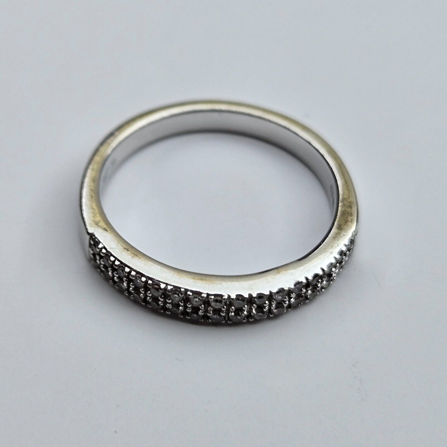 9ct White Gold Ring Band 0.10ct Diamonds Clusters UK Ring Size K