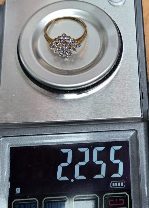 9ct Yellow Gold Blue Tanzanite Prong Setting 375 Hallmarked Ring Size Q 1/2
