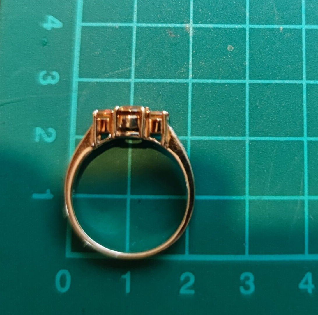 9ct Yellow Gold Ring Orange Sapphire and Diamonds Gemstones UK Ring Size S
