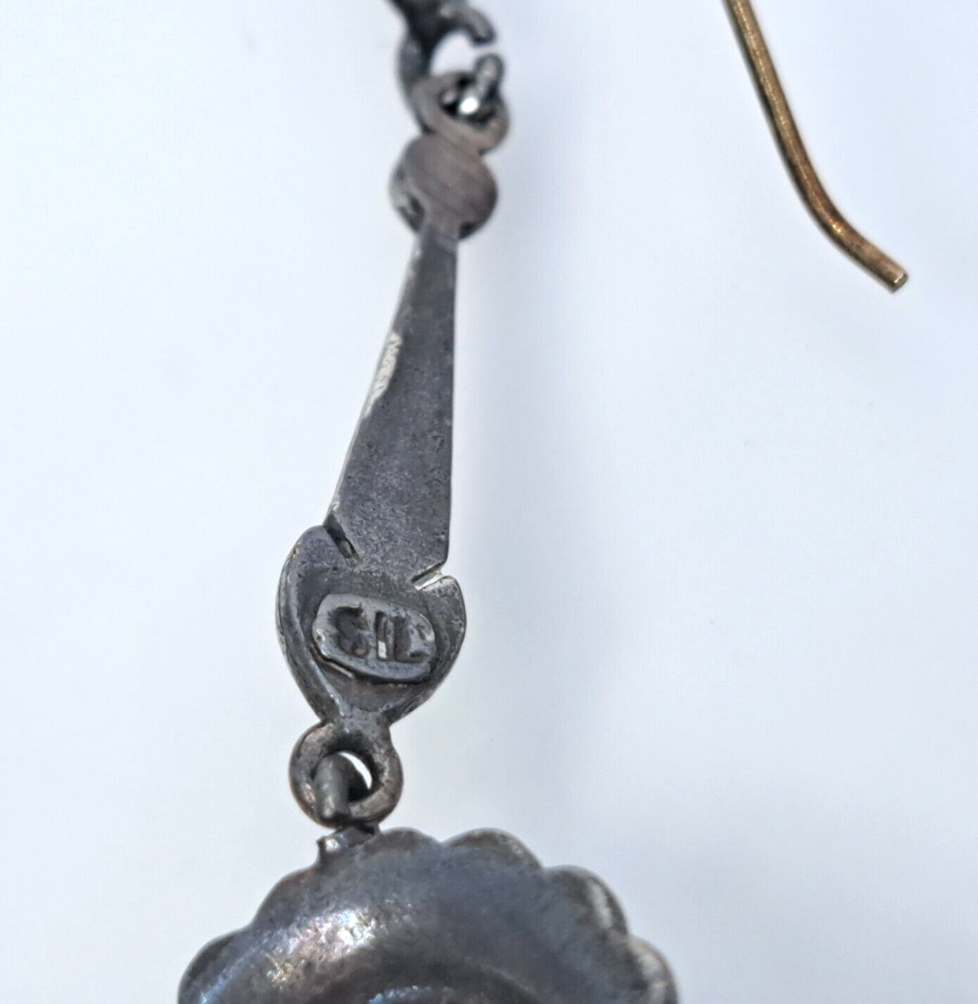 925 Silver Earrings With Paste 'Pearls & Diamonds' Drop Victorian Sterling