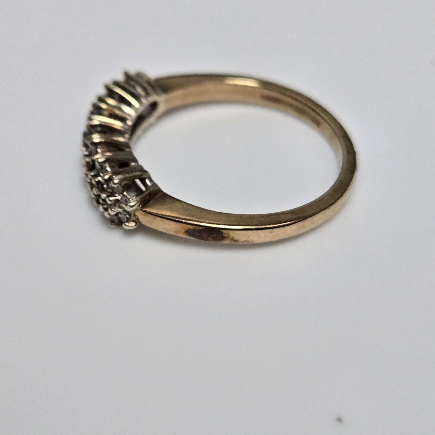 9ct Yellow Gold Ring Diamond Half Eternity Prong Setting UK Ring Size N