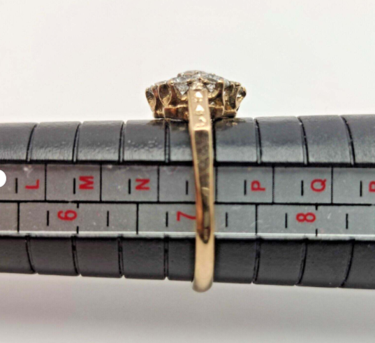 9ct Yellow Gold Ring Round Spinel Cluster Prong Setting UK Ring Size N 1/2