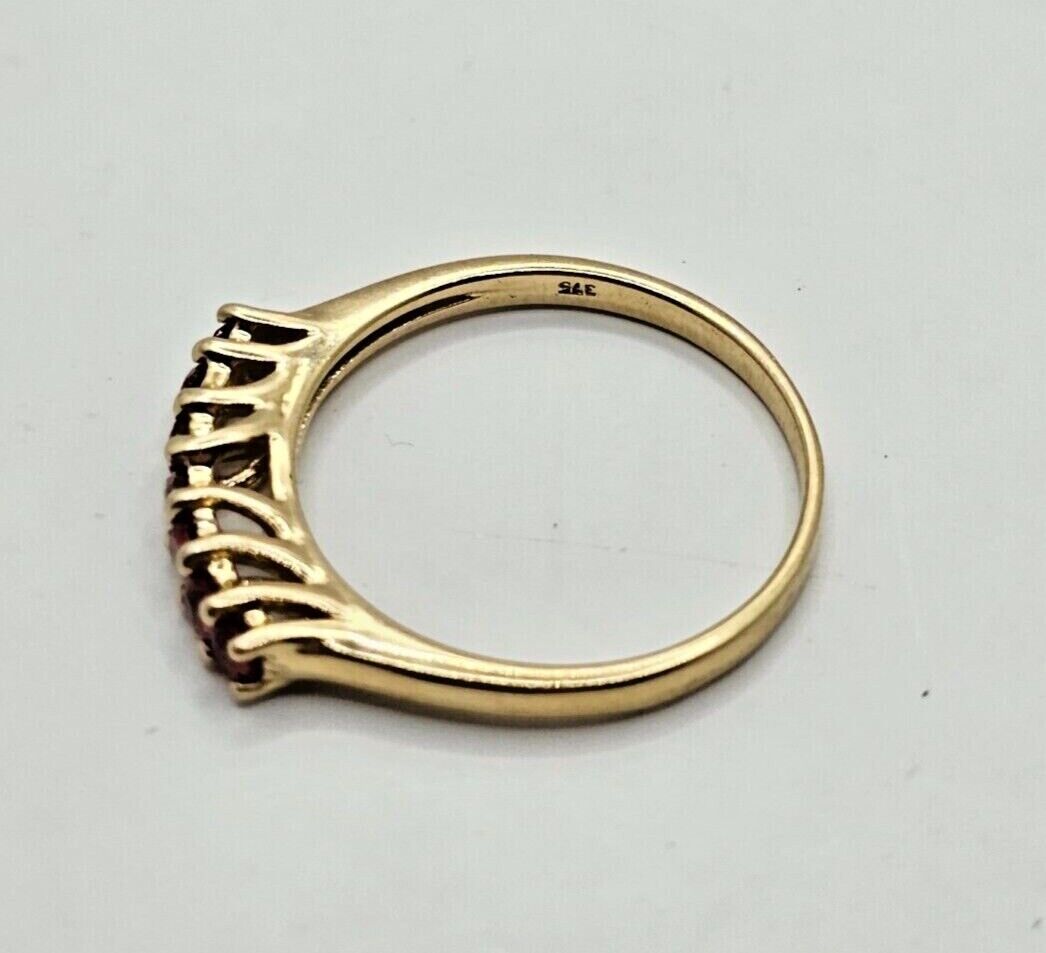 9ct Yellow Gold Ring Round Red Spinel Natural Gemstones Ring Size Q 1/2