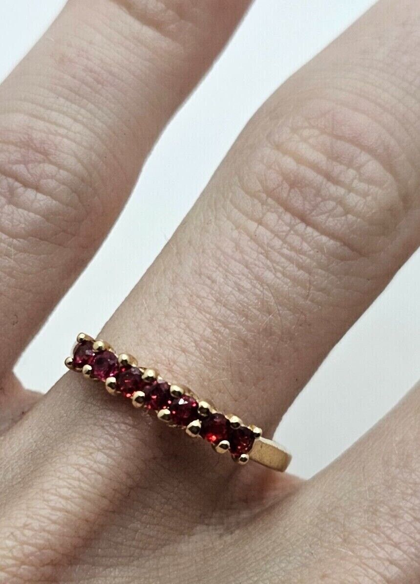 9ct Yellow Gold Ring Round Red Spinel Natural Gemstones Ring Size Q 1/2