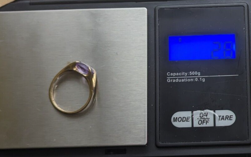 9ct Yellow Gold Ring Oval Purple Amethyst Gemstone UK Ring Size: O
