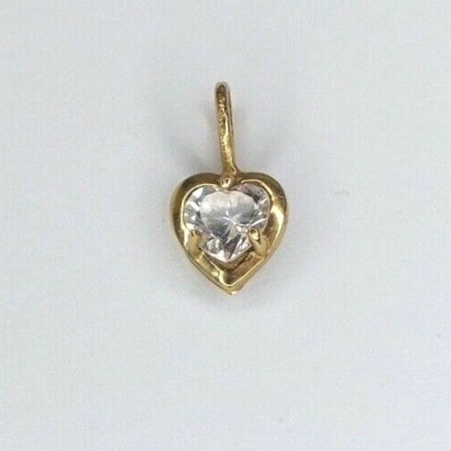 9ct Yellow Gold Heart Pendant Cubic Zirconia Stone Size: 13mm x 7mm