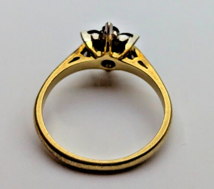 18ct Yellow Gold Ring Blue Sapphire and Diamonds Stones UK Ring Size J