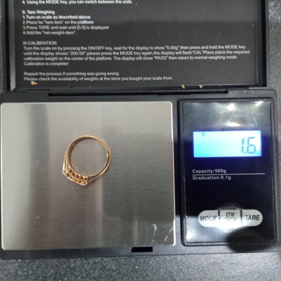 9ct Yellow Gold Ring Diamond Gemstones Three Stone Setting UK Ring Size L
