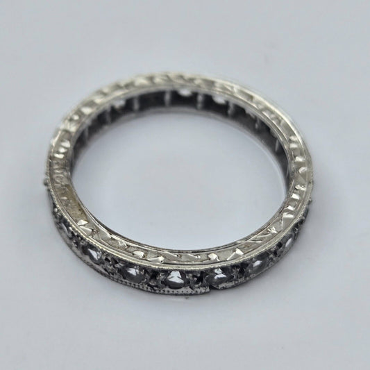 9ct White Gold Eternity Ring Round Colourless Spinel Gemstones Ring Size L