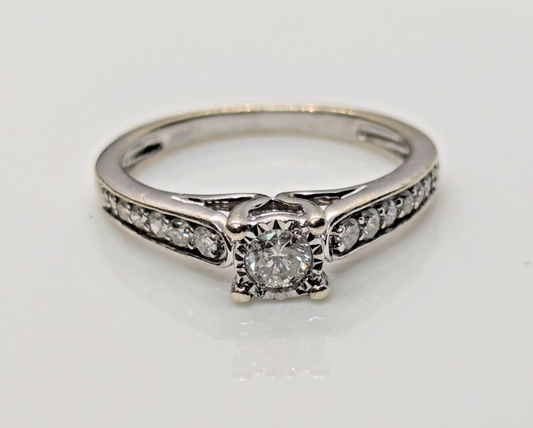 18ct White Gold Engagement Ring Diamond Prong Setting Ring Size I 1/2